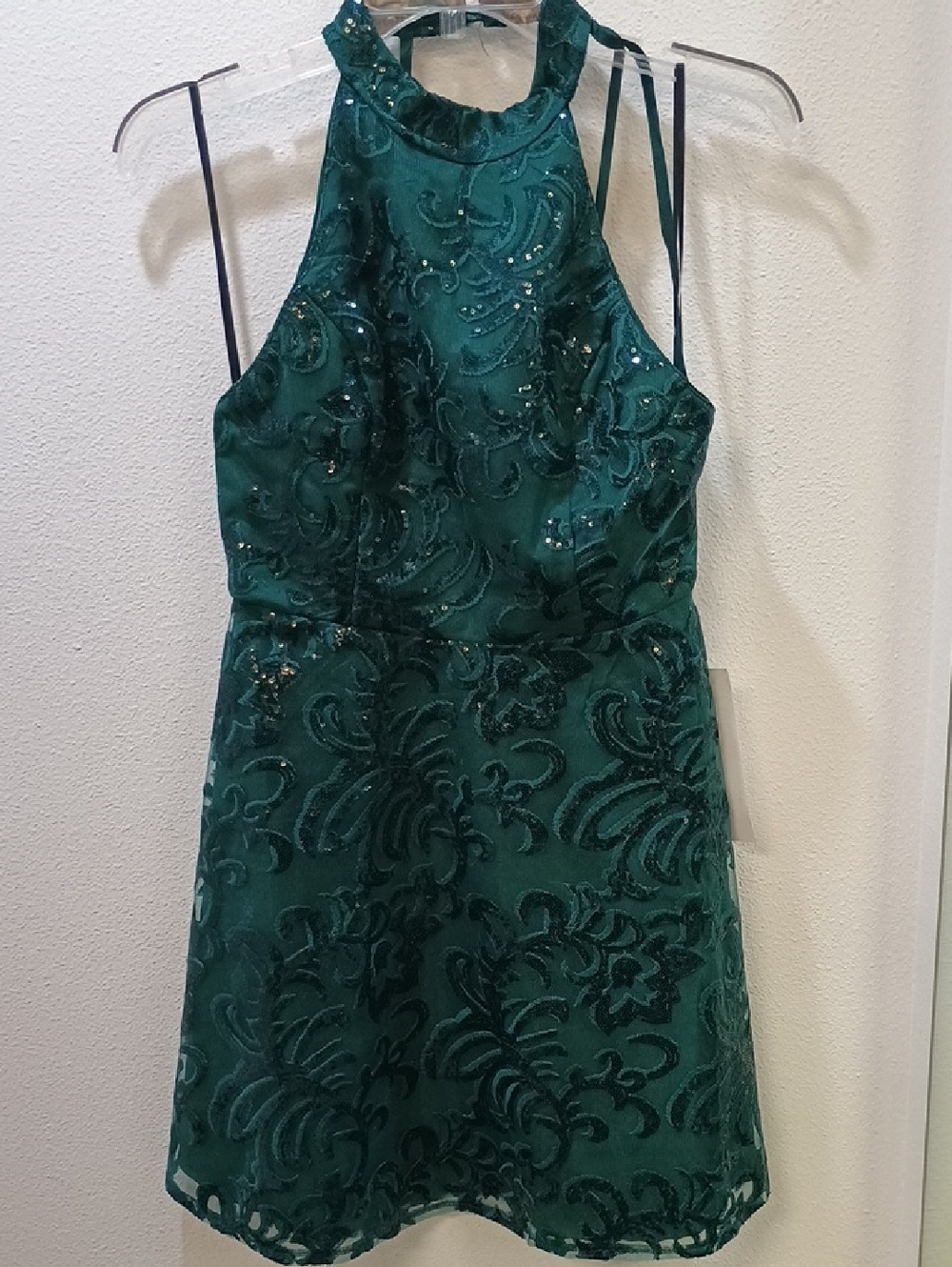 Green Floral Halter Mini Dress